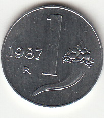 1987 Lire 1 Cornucopia Fior Di Conio Italia