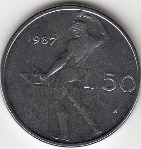 1987 Lire 50 Vulcano Conservazione Fior di Conio Italia