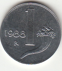 1988 Lire 1 Cornucopia Fior Di Conio Italia