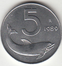 1989 Lire 5 Delfino Fior di Conio Italia