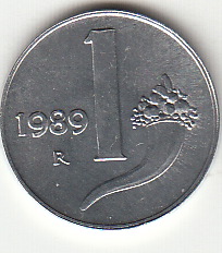 1989 Lire 1 Cornucopia Fior Di Conio Italia