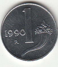 1990 Lire 1 Cornucopia Fior Di Conio Italia