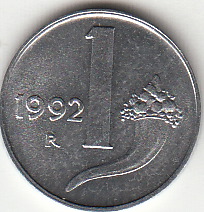 1992 Lire 1 Cornucopia Fior Di Conio Italia