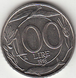 1993 Lire 100 Turrita Conservazione Fior di Conio Italia