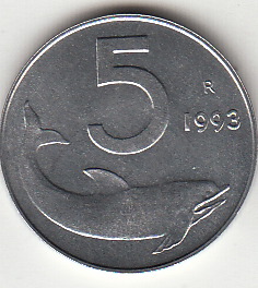 1993 Lire 5 Delfino Fior di Conio Italia