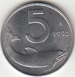 1995 Lire 5 Delfino Fior di Conio Italia