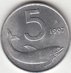 1997 Lire 5 Delfino Fior di Conio Italia