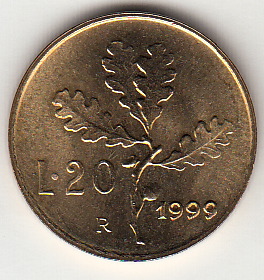 1999 Lire 20 Conservazione Fior di Conio Italia