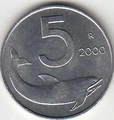 2000 Lire 5 Delfino Fior di Conio Italia