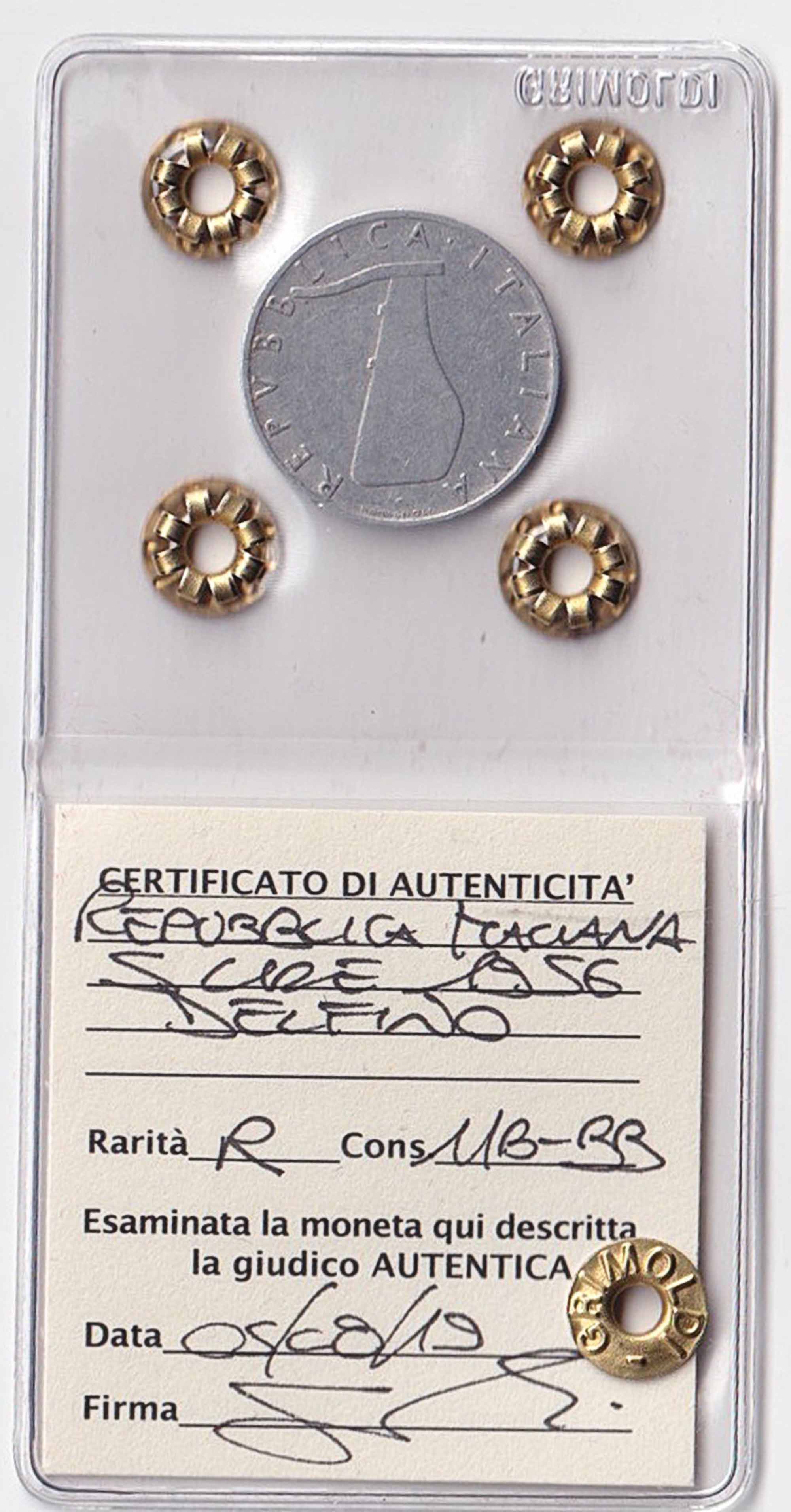 1956 - Lire 5 Delfino Raro Piu' che discreta conservazione Italia BB+ Sigillata