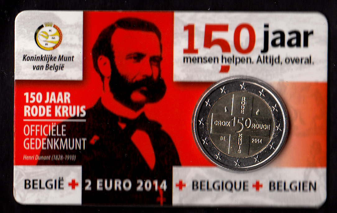 2014 - 2 Euro BELGIO 150 Ann. Croce Rossa Belga