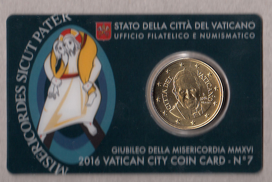 2016 -  Coincard VATICANO 50 Centesimi Papa Francesco - Giubileo N.7