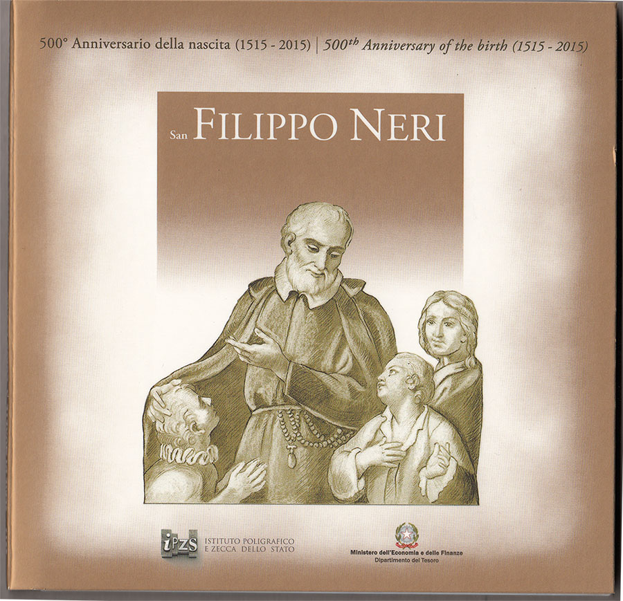 2015 - Divisionale I.P.Z.S. 10 Valori Con Argento 5 € "500° Anni nascita San Filippo Neri"