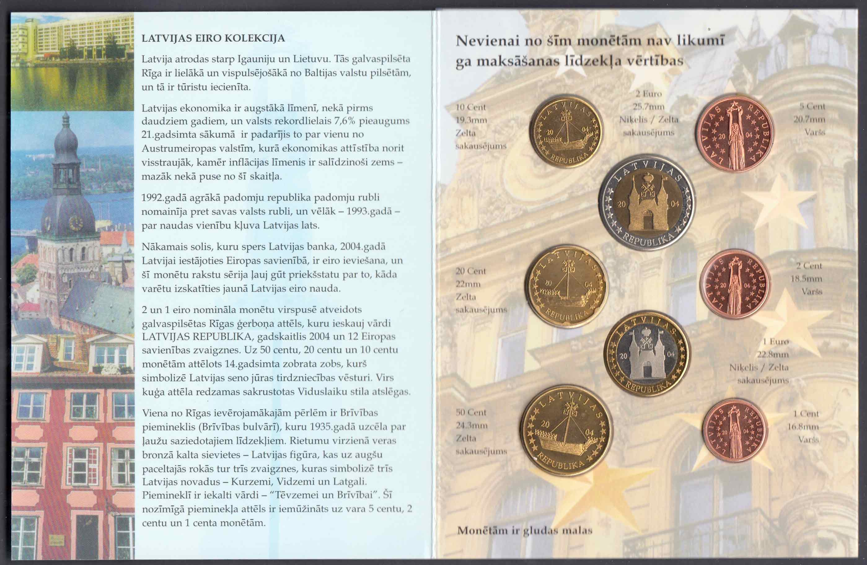 LETTONIA 2004 serie completa 8 monete coin collection prova