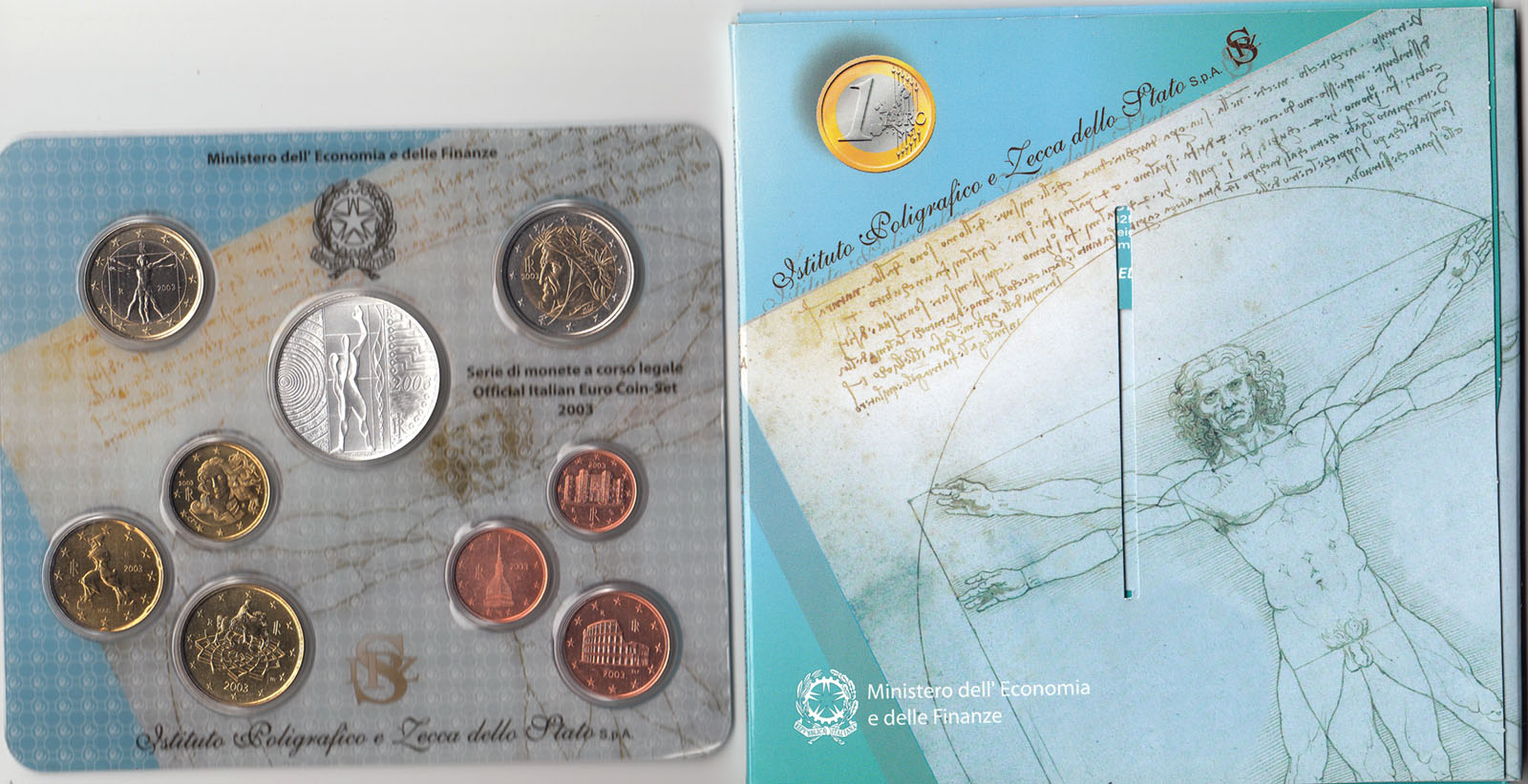 2003 - Divisionale IPZS 9 monete con Moneta Argento 5 € Europa del Lavoro