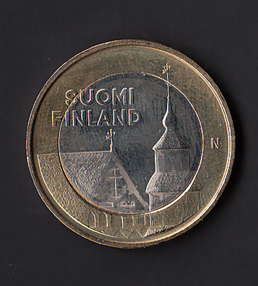 2013 -  5 euro FINLANDIA Tavastia Hame - chiesa di pietra