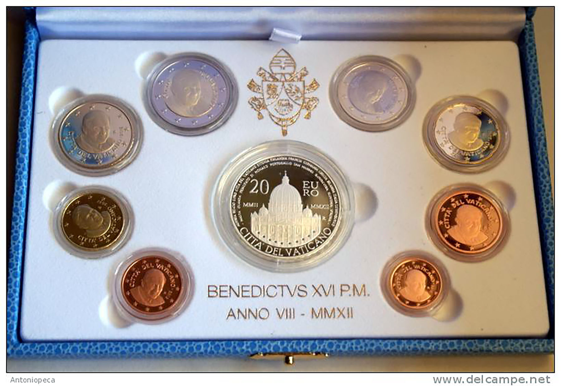 2012 Papa Benedetto XVI Divisionale Fondo Specchio Con Moneta da 20 Euro