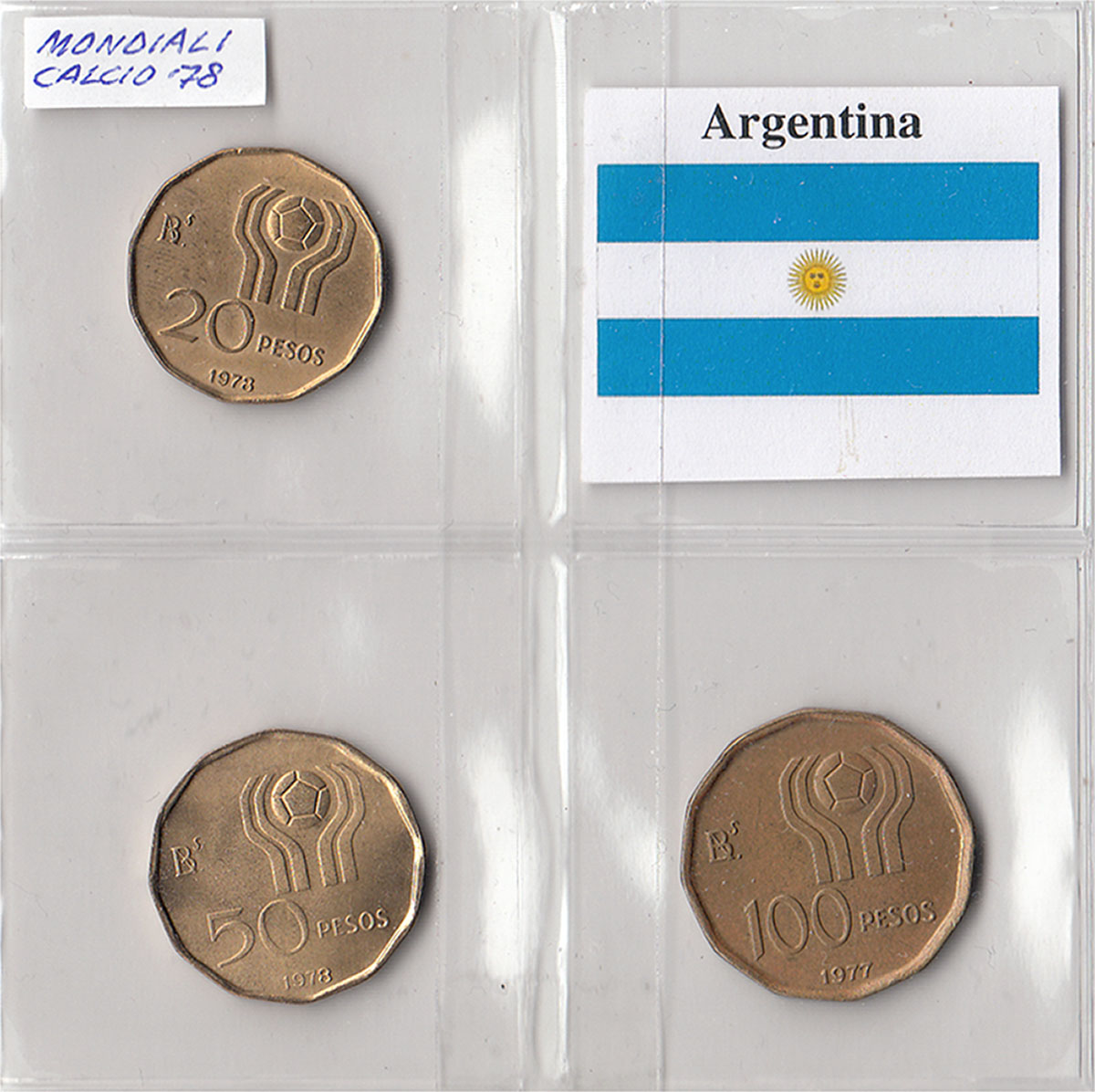 ARGENTINA Set composto da 20 - 50 - 100 Pesos Spl Mondiali calcio 1978