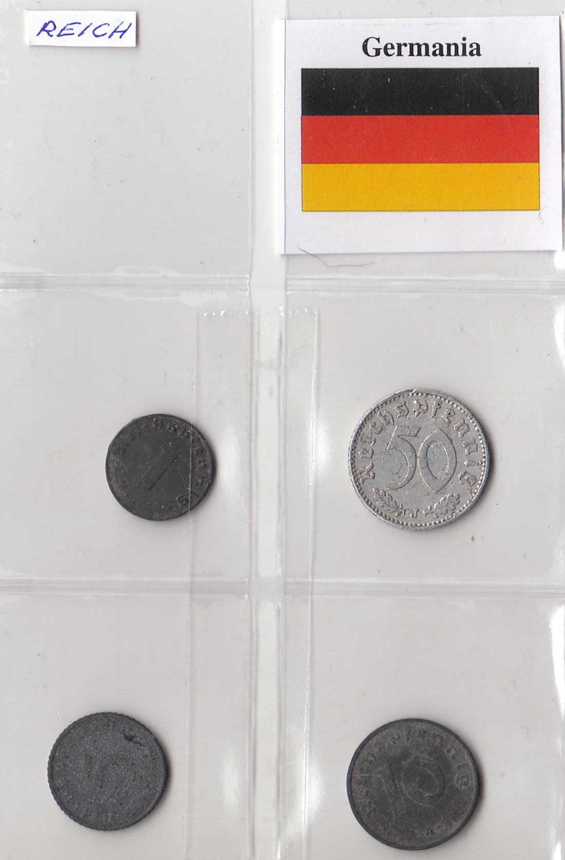 Serietta Reich composta da 1 - 5 - 10 - 50 Reichspfennig circolate