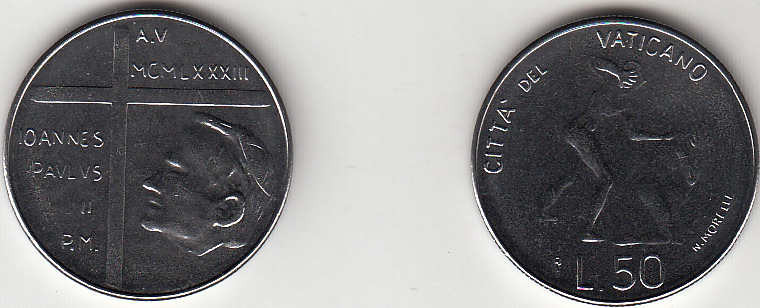 1983 Lire 50 Anno V Fior di Conio Giovanni Paolo II