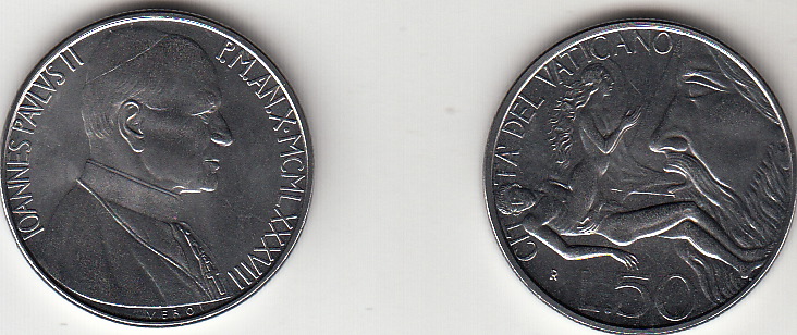 1988 Lire 50 Anno X Fior di Conio Giovanni Paolo II