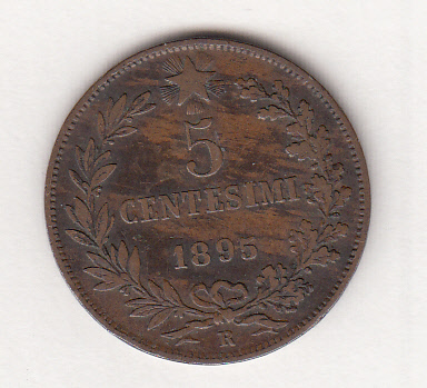 Regno D'Italia Umberto I 5 Centesimi 1895 BB