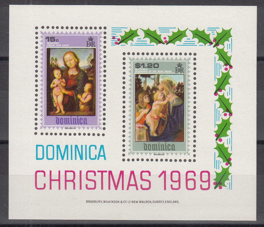 DOMINICA 1969 Natale BF 2 Val. Pitture Religiose Vergine