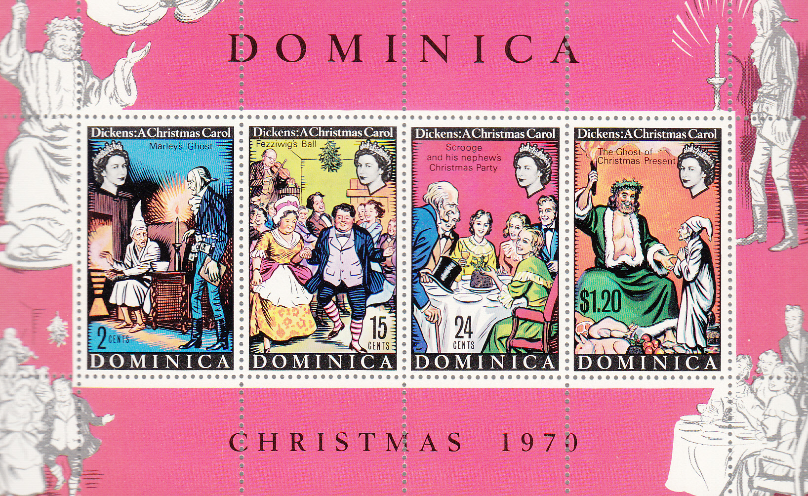 DOMINICA 1970  Natale BF 4 Val. Pitture