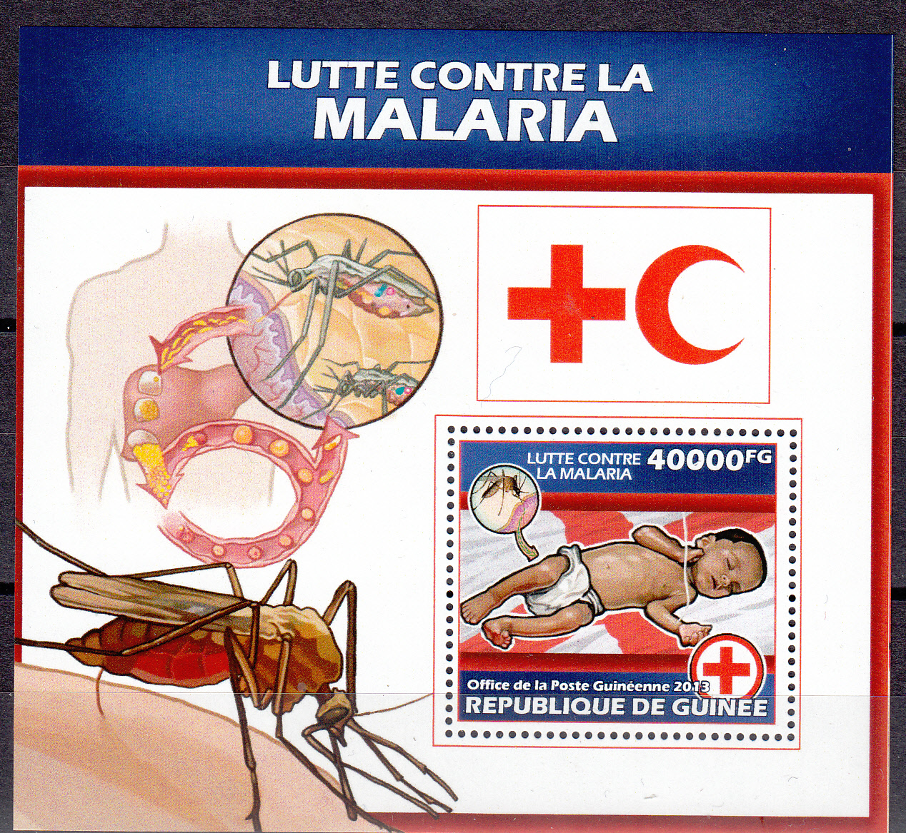 GUINEA Foglietto nuovo 2013 Croce Rossa e Contro la Malaria dentellato 1 v.