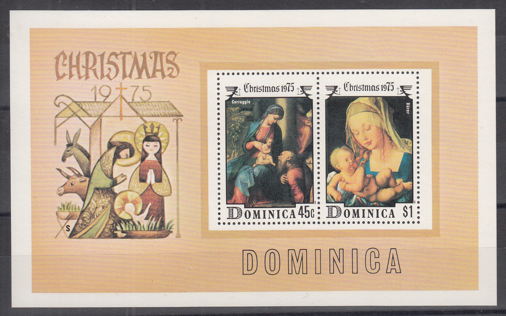 DOMINICA 1975  Natale BF 2 Val. Pitture Religiose Vergine