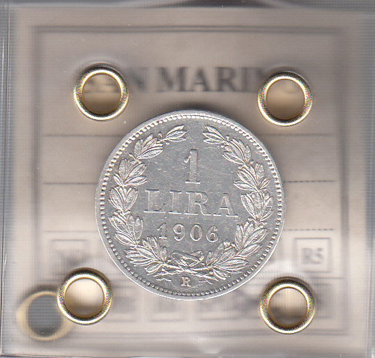 1906 1 Lira argento San Marino  Q/Fdc Sigillata Periziata REGALO