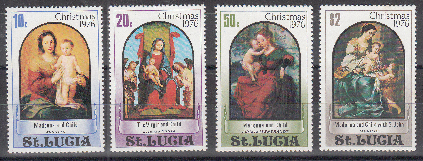 ST. LUCIA 1976 Christmas  4 Val. Pitture Religiose Vergine