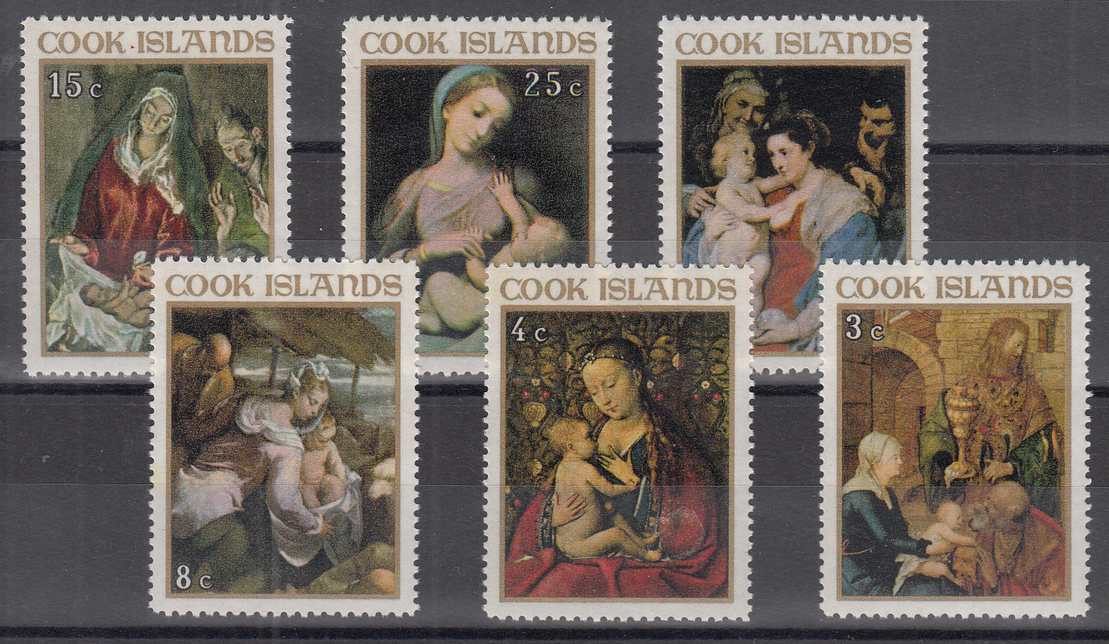 Cook ISLANDS  1976 Natale  6 Val. Pitture Religiose Vergine