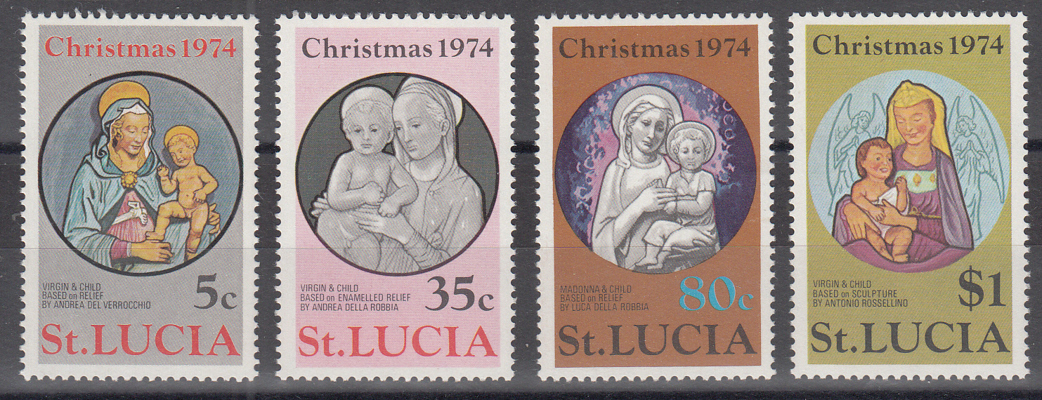 ST. LUCIA 1974 Christmas  4 Val. Pitture Religiose Vergine