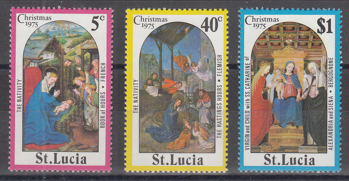 ST. LUCIA 1975 Christmas  3 Val. Pitture Religiose Vergine