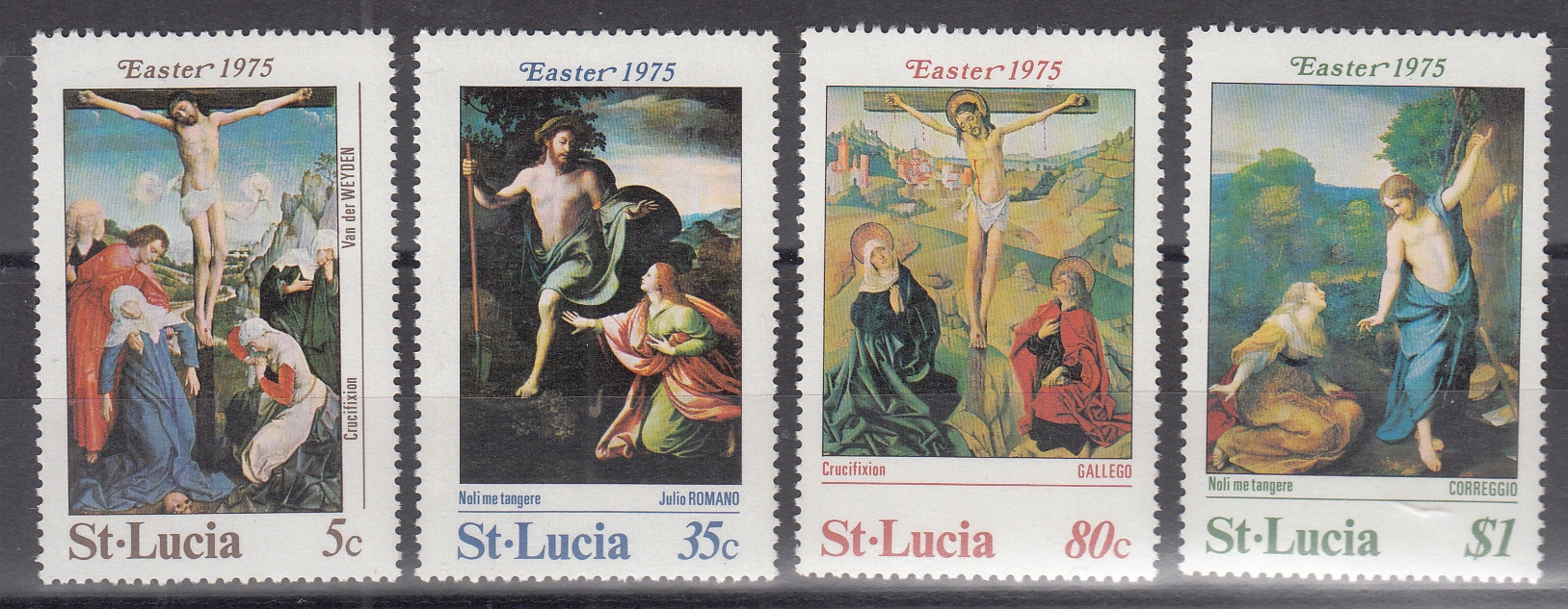 ST. LUCIA 1975 Pasqua  4 Val. Pitture Religiose