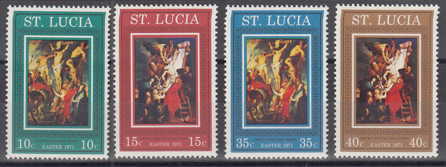 ST. LUCIA 1971 Pasqua  4 Val. Pitture Religiose