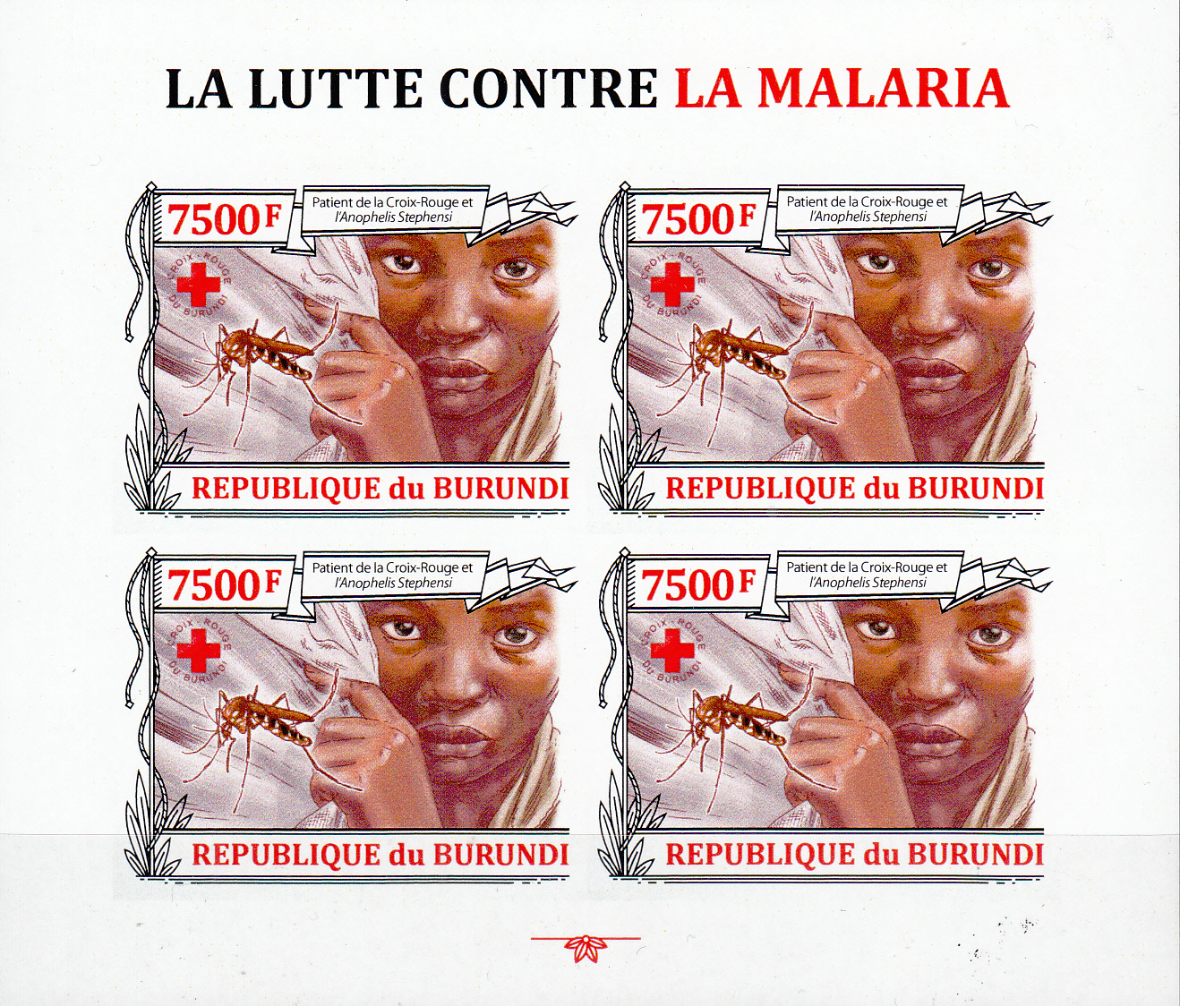 BURUNDI  Foglietto nuovo 2013 Croce Rossa e Contro la Malaria non dentellato 4 v.