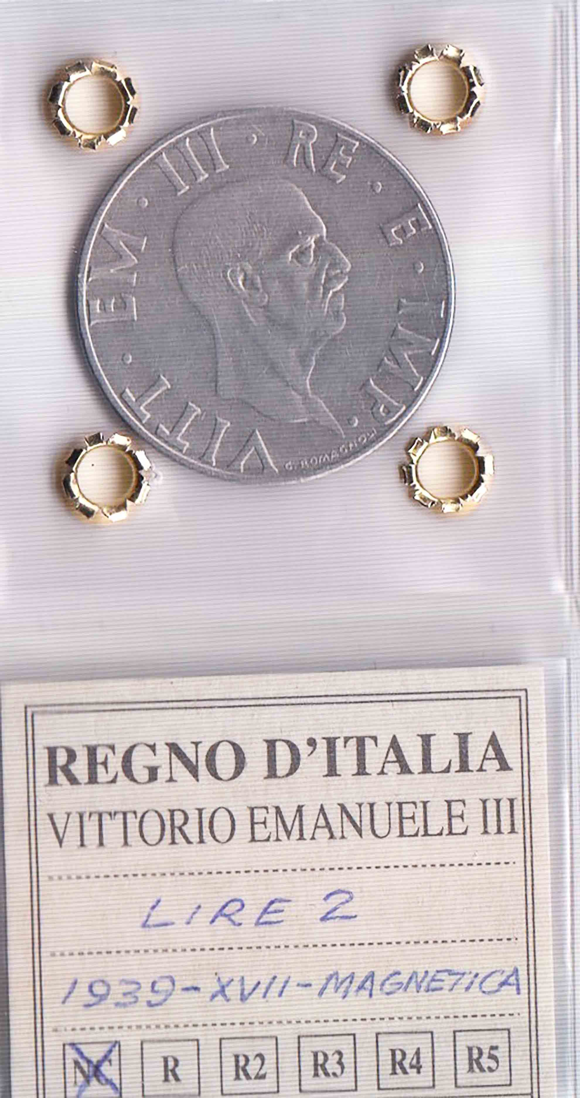 1939 - Lire 2 Impero Vittorio Emanuele III Magnetica Spl+