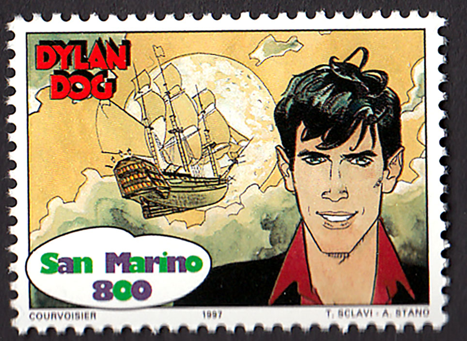 San Marino francobollo nuovo dedicato al fumetto di Dylan Dog da lire 800