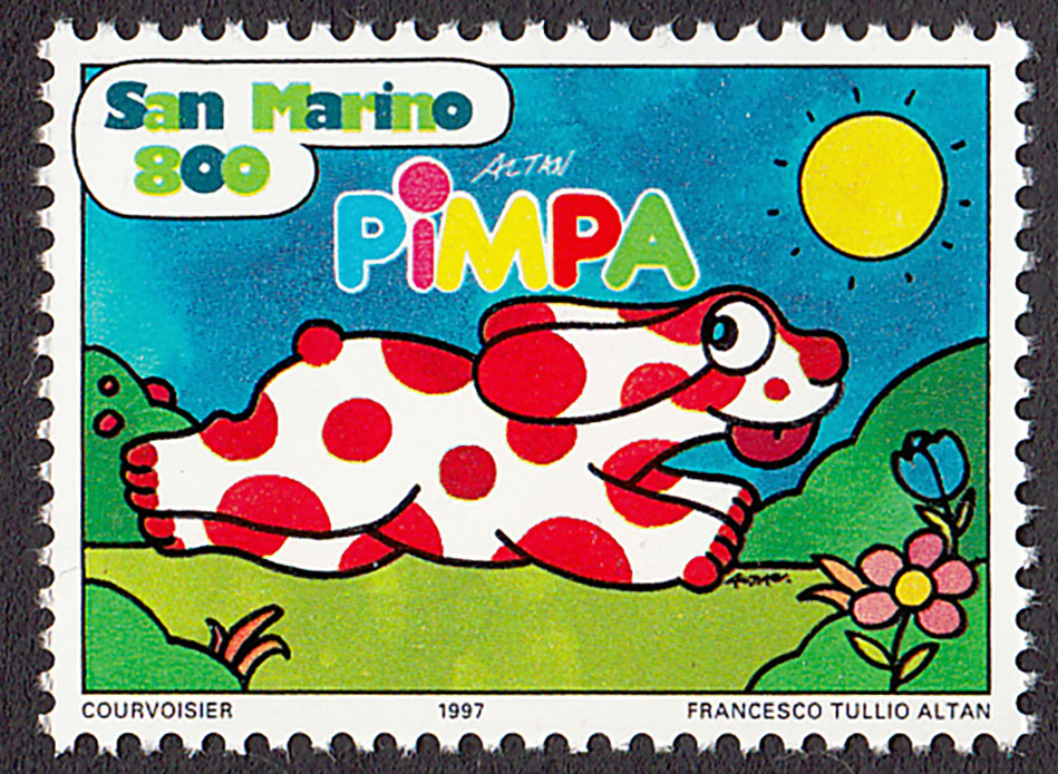 San Marino francobollo nuovo dedicato al fumetto della Pimpa da lire 800