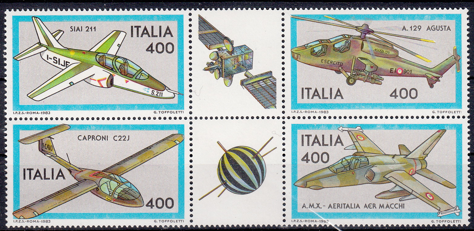 ITALIA 1983 Costruzioni Aeronautiche Italiane 4 Valori