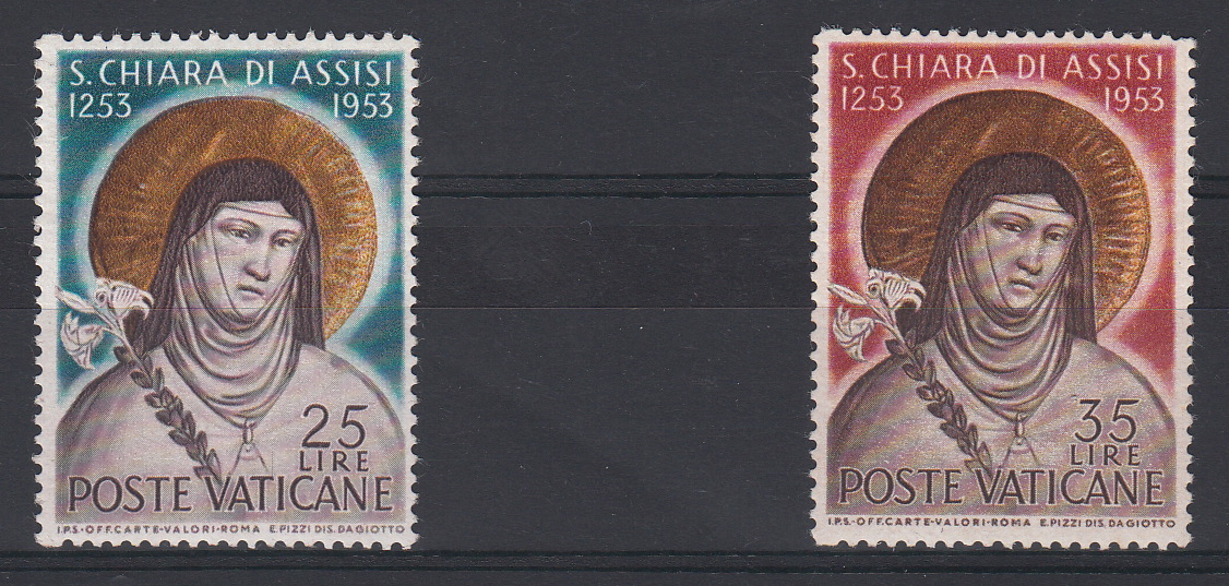 1953 Santa Chiara Di Assisi Serie Nuova Perfetta Non Linguellata ** Pio XII