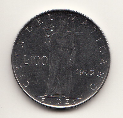 1965 - Anno III - Lire 100 Fides  Fior di Conio Paolo VI