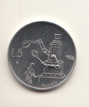 1986 5 Lire Italma Robot  Fior Di Conio San Marino