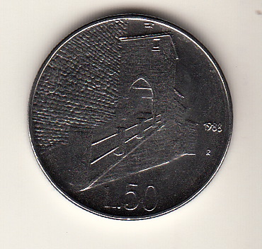 1988 50 Lire Acmonital Porta della Ripa Fior di Conio San Marino