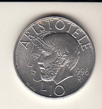 1996 10 Lire Italma Aristotele Fior di Conio San Marino