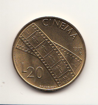 1997 20 Lire Bronzital Il Cinema Fior di Conio San Marino