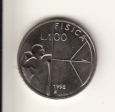 1998 100 Lire Acmonital La Fisica Fior di Conio San marino