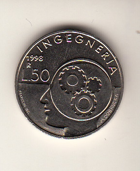 1998 50 Lire L'Ingegneria  Fior di Conio san Marino